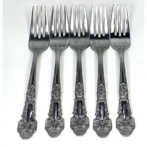 5 Reed & Barton 18/10 Stainless Flatware RENAISSANCE Salad Forks